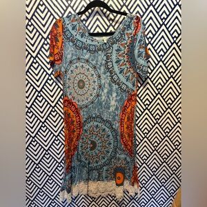 Boho Chic Mandala Print Short Sleeve Top